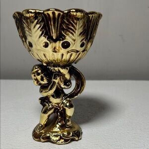 Vintage Inarco Golden Cherub Bowl or Candle Holder